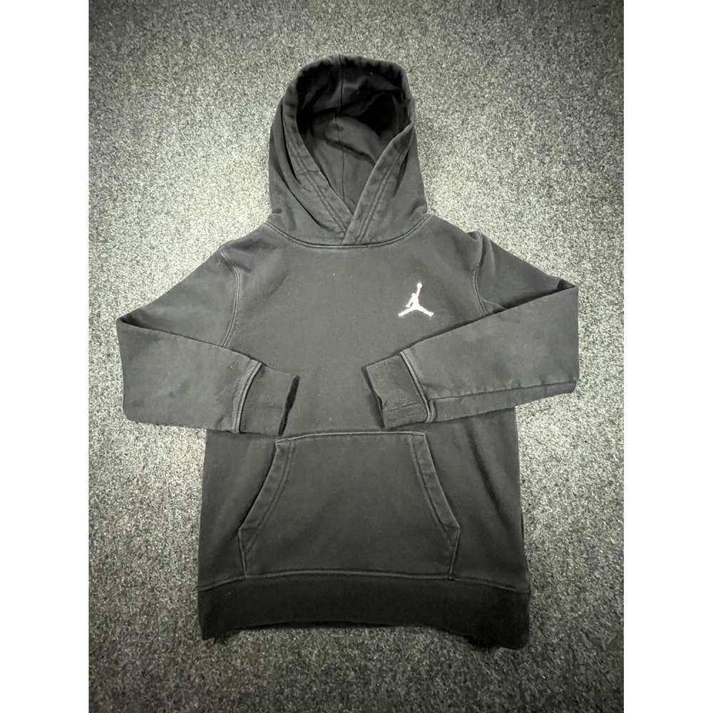 Jordan Pullover Hoodie Kids M 5-6Y Black Jumpman Logo Long Sleeve Ribbed Trim